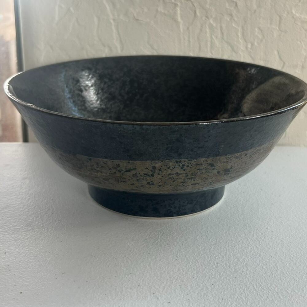 Signed Studio Art Pottery Bowl Glazed Pottery 4x8" Brown Black Speckled Trinket